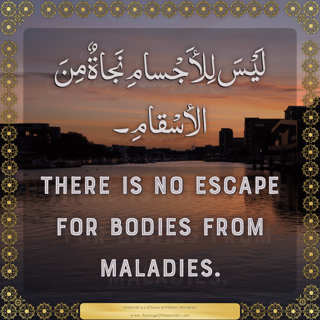 There is no escape for bodies from maladies.